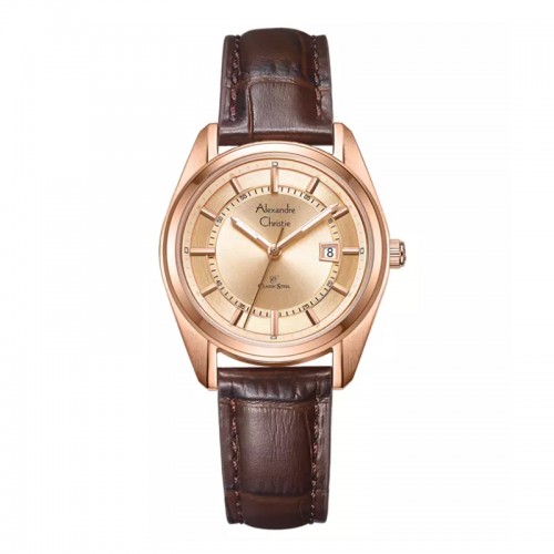 Alexandre Christie AC 8695 Rosegold Full Leather Lady LDLRGLN
